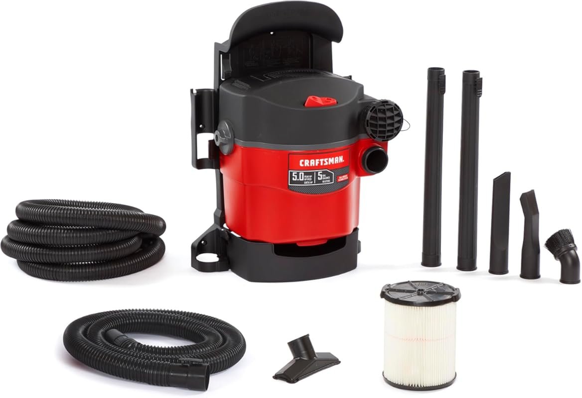 CRAFTSMAN 5 Gallon 5.0 Peak HP Portable Wall-Mountable Wet/Dry Shop Va