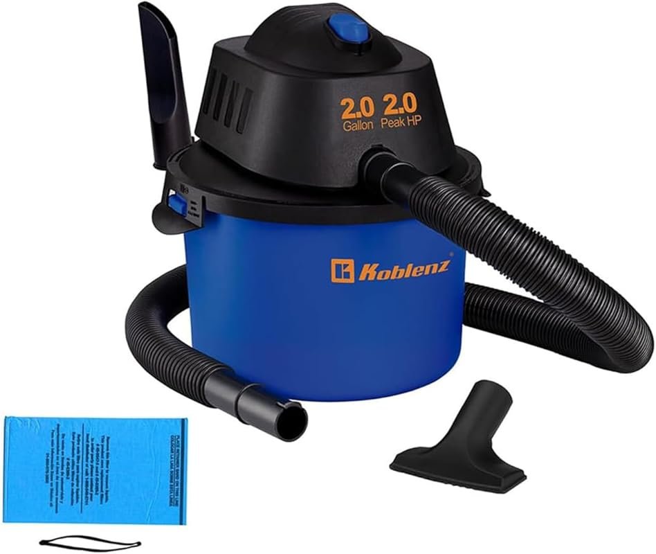 Koblenz WD-2L 2-Gallon Wet/Dry Vacuum Cleaner 2.0 PHP 60 CFM with Twis