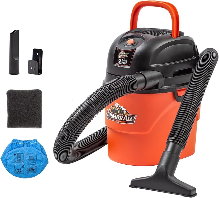 Armor All AA155 1.5-Gallon 2 Peak HP Portable Wet/Dry Vacuum in Orange