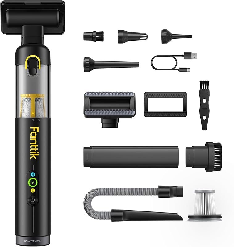 Fanttik Slim V10 APEX Cordless Handheld Car Vacuum, 19kPa Suction, Sma