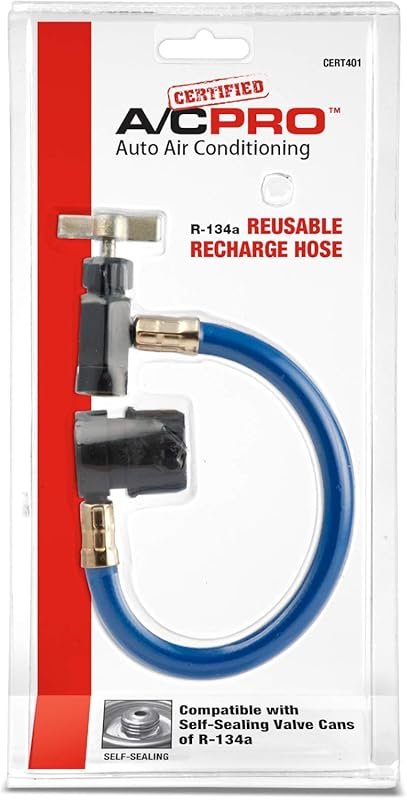 A/C Pro Certified R-134a Car AC Recharge Kit with Hose, Can Tap and Se