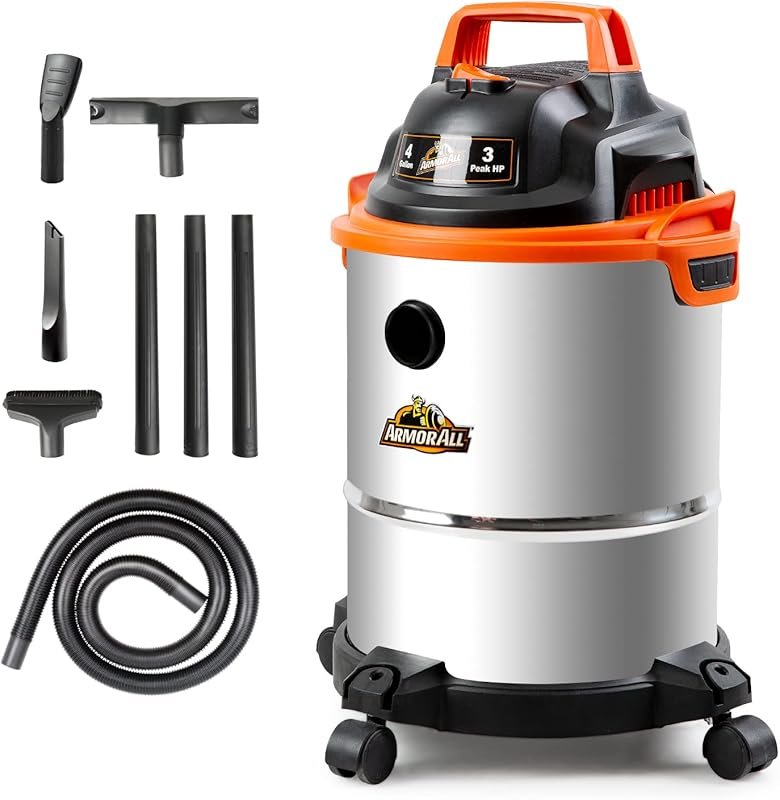 Armor All VO408S 4 Gallon 3 Peak HP Stainless Steel Wet Dry Vacuum Cle