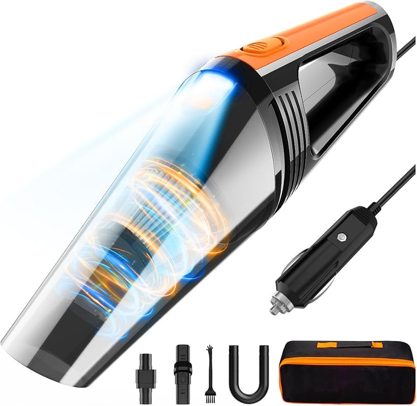 FRESMOL High Power 8000Pa Portable 12V Corded Car Vacuum Cleaner with 