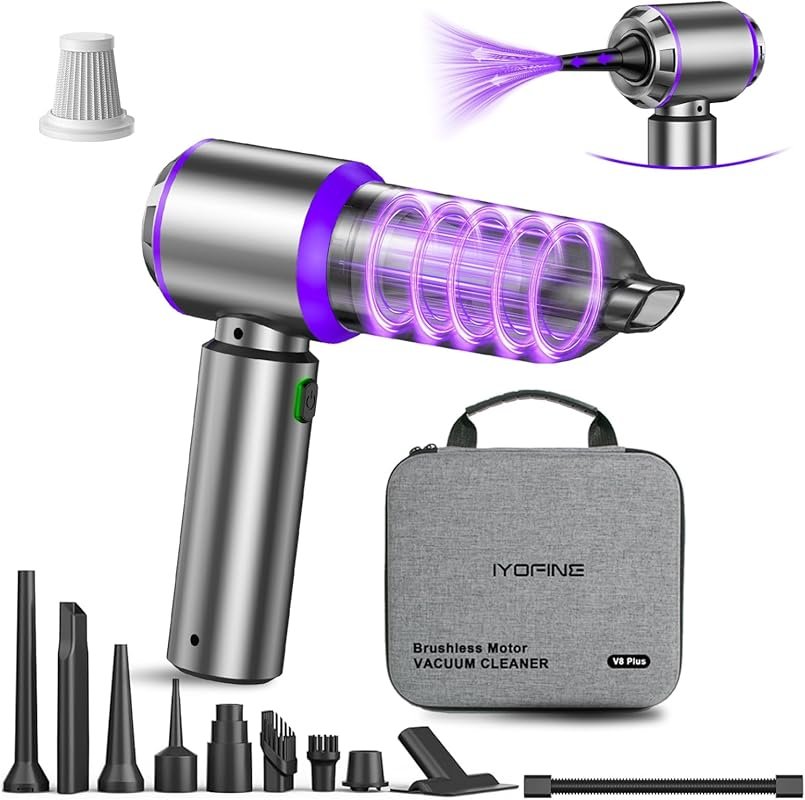 Powerful 80,000RPM Cordless Mini Car Vacuum Cleaner 4-in-1 Air Duster