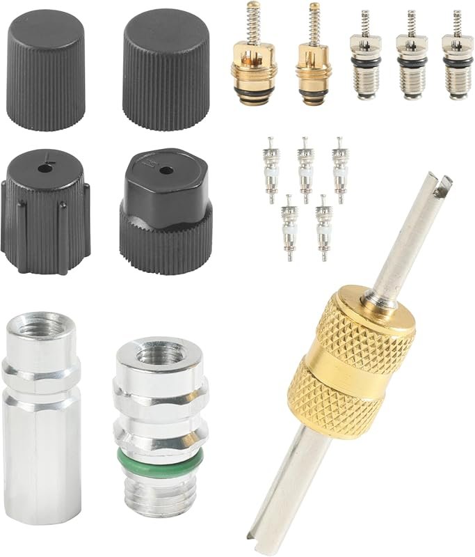 17-Piece AC Schrader Valve Core Kit with Removal Tool for R12 R22 R134