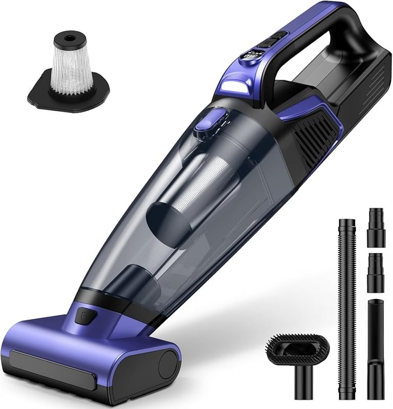 Cordless Handheld Vacuum with 20000PA Suction, Motorized Brush, LED Li