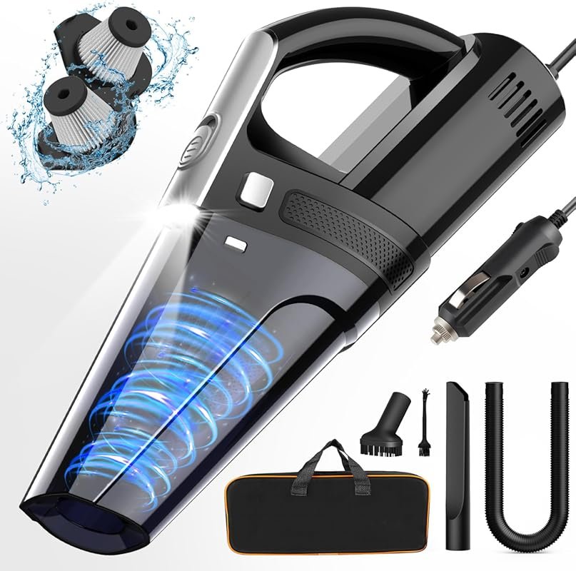 DRECELL Portable Car Vacuum Cleaner with 7000PA Suction, 16.4Ft Cord, 