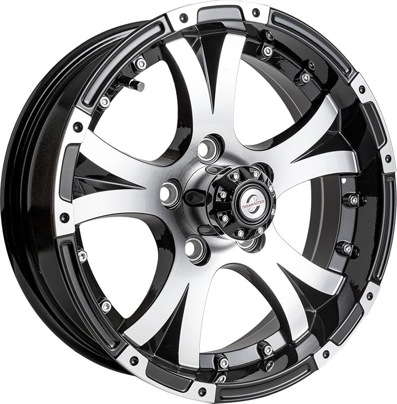 Viking Series 15x5 Gloss Black Aluminum Trailer Wheel with Machined Li