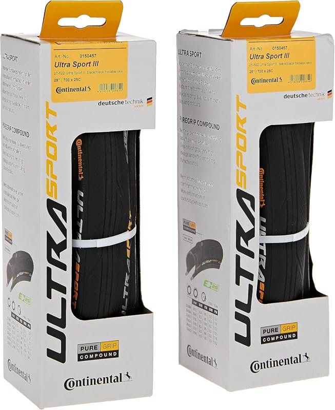 Continental Ultra Sport III Road Bike Tires, Black, Versatile E25 Ebik
