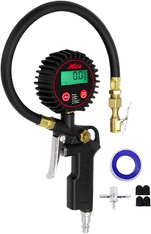 Milton 507KIT Digital Tire Inflator Gauge 250 PSI with Rubber Hose and