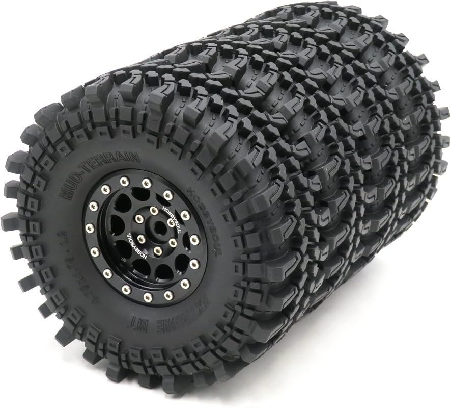 4pcs RC 1.9 Mud Terrain Tires with Super Grip Soft Crawler Compound and