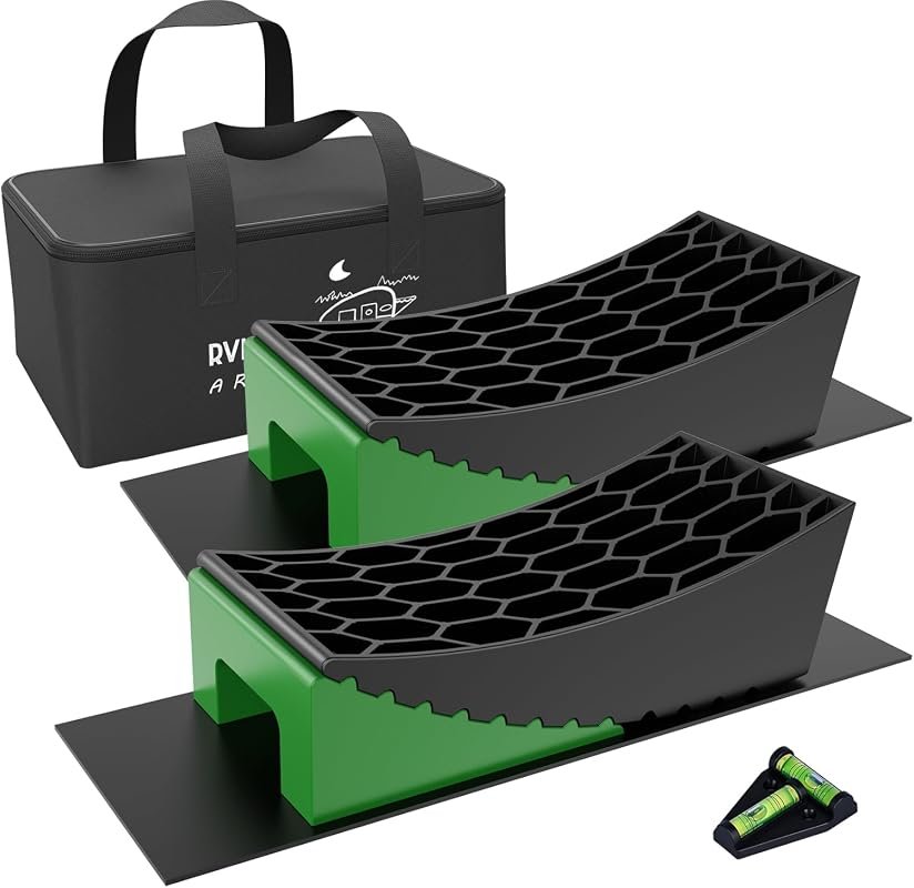 8-Piece Camper Leveler Kit with Curved Leveling Blocks Wheel Chocks an
