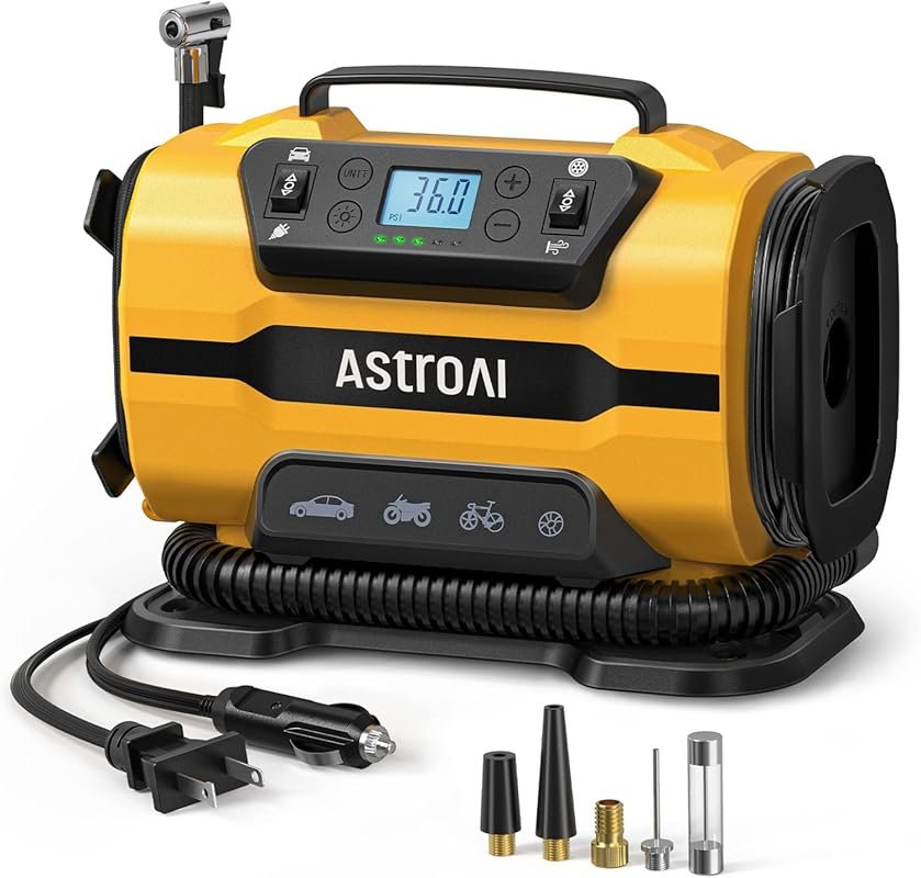 AstroAI Portable Air Compressor 150 PSI Dual Power Pump for Car, SUV, 