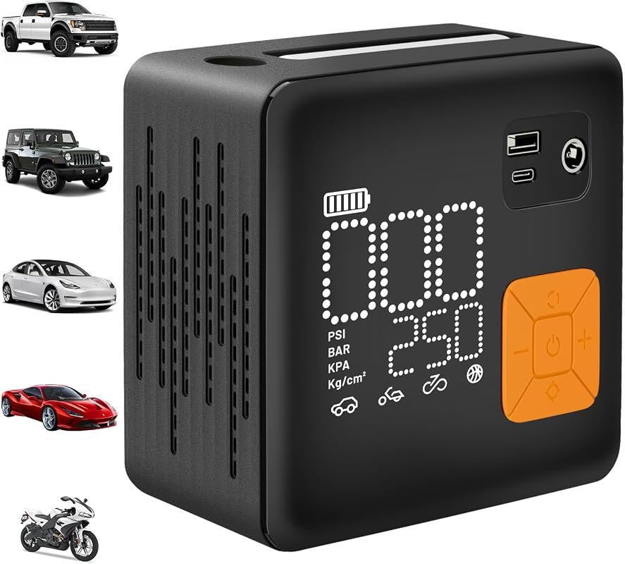 Portable 150PSI Cordless Tire Inflator, Fast Air Compressor with Digit
