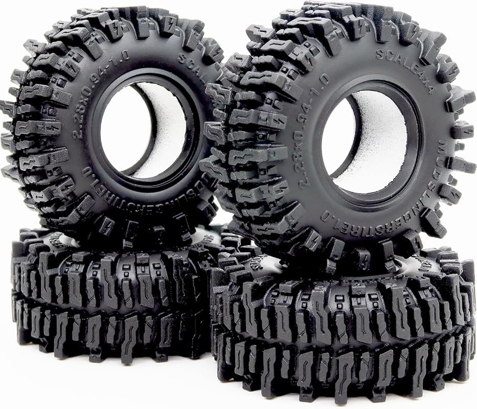 1.0 Inch Mud Slinger Crawler Tires 4-Pack, Soft Sticky RC Replacement 