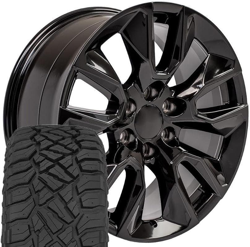 OE Wheels CV32 20-Inch Gloss Black Rims and R/T Tire Package for Silve