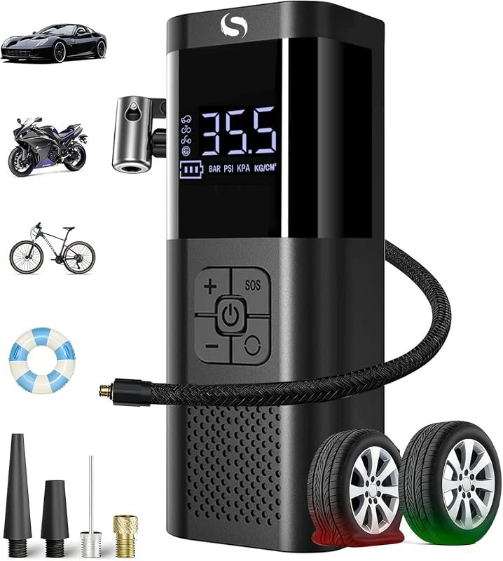 150PSI Portable Cordless Tire Inflator Air Compressor with LED Light f