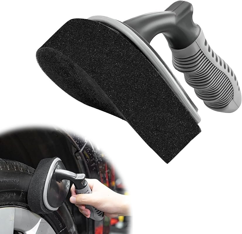 Car Tire Shine Applicator with Curved Handle, High-Density Foam Pad fo