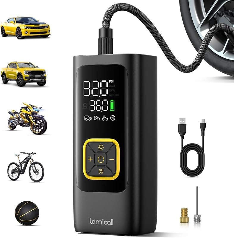 Lamicall Portable Car Tire Inflator 150 PSI Air Compressor with Digita