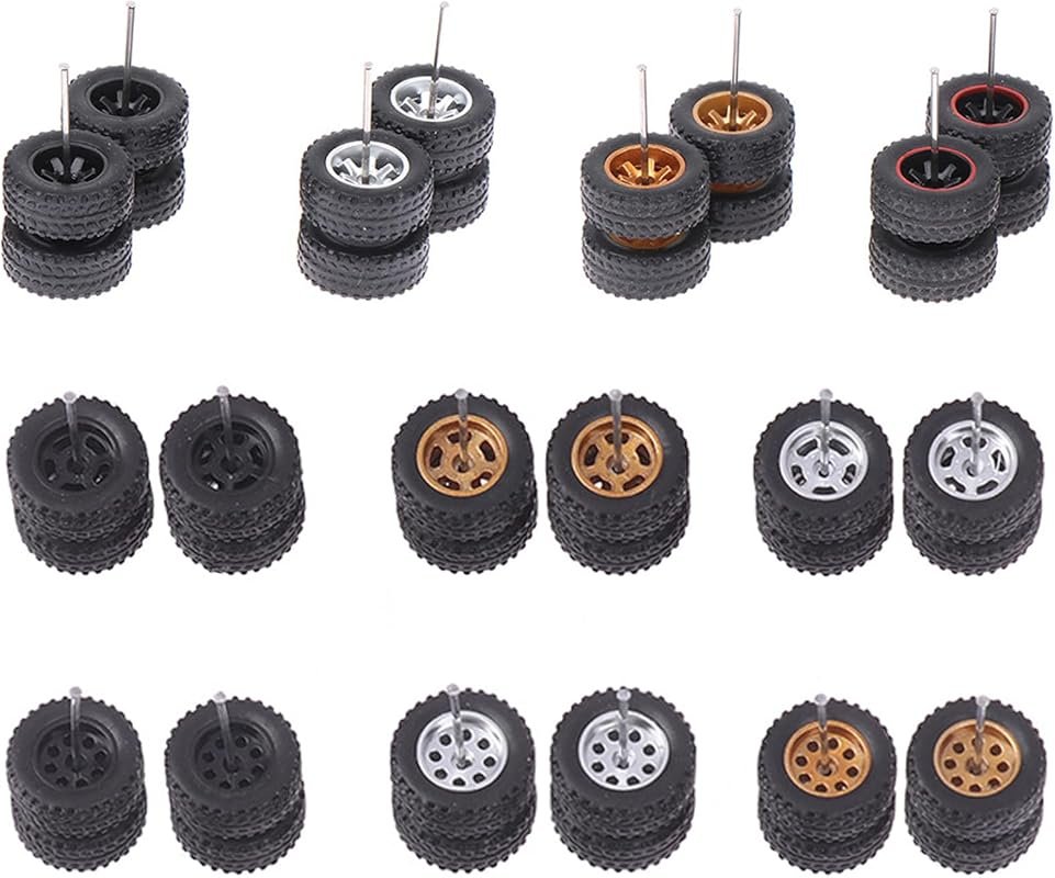 1/64 Scale Off-Road Wheels and Rubber Tires Set, 10 Mixed Styles for M
