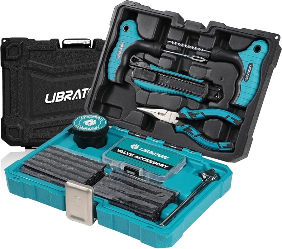 LIBRATON 78PCS Professional Heavy-Duty Tubeless Flat Tire Repair Kit f