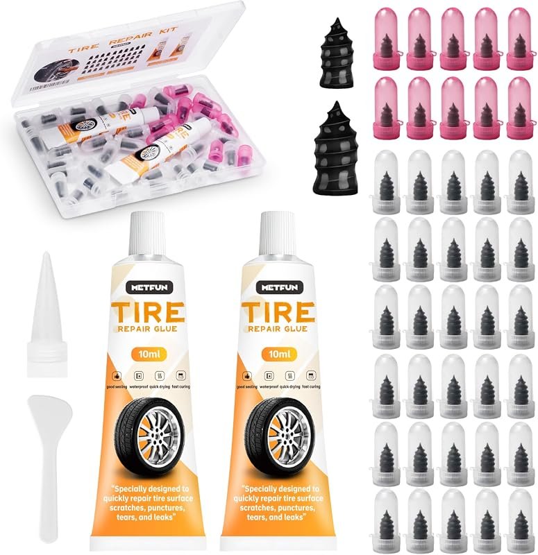 40 PCS Quick Fix Screw-in Tire Plug Kit with Sealant Glue for Car Moto