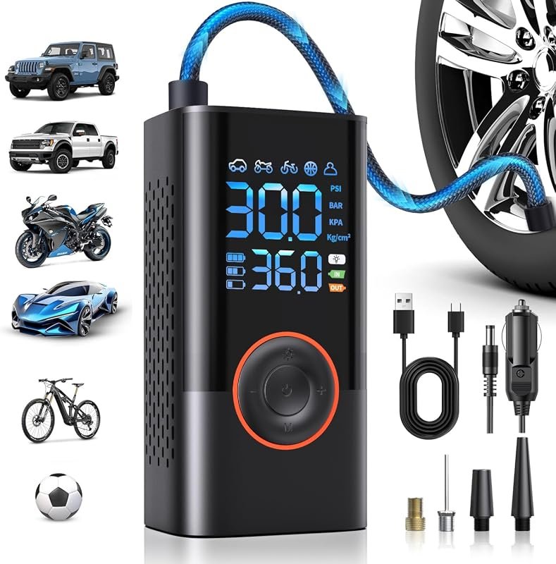 Portable Cordless Tire Inflator 150PSI Air Compressor with Digital Gau