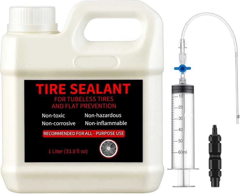 Threlaco 1 Liter Tubeless Tire Sealant with Injector for MTB Road and 