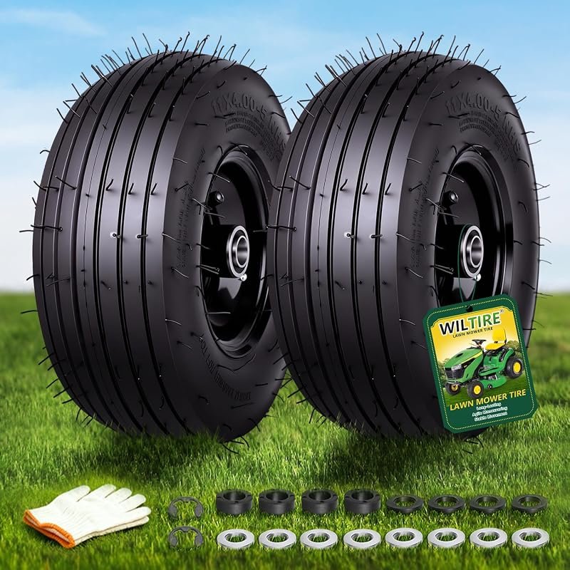 11x4.00-5 Pneumatic Lawn Mower Tire and Wheel Assembly with Universal 