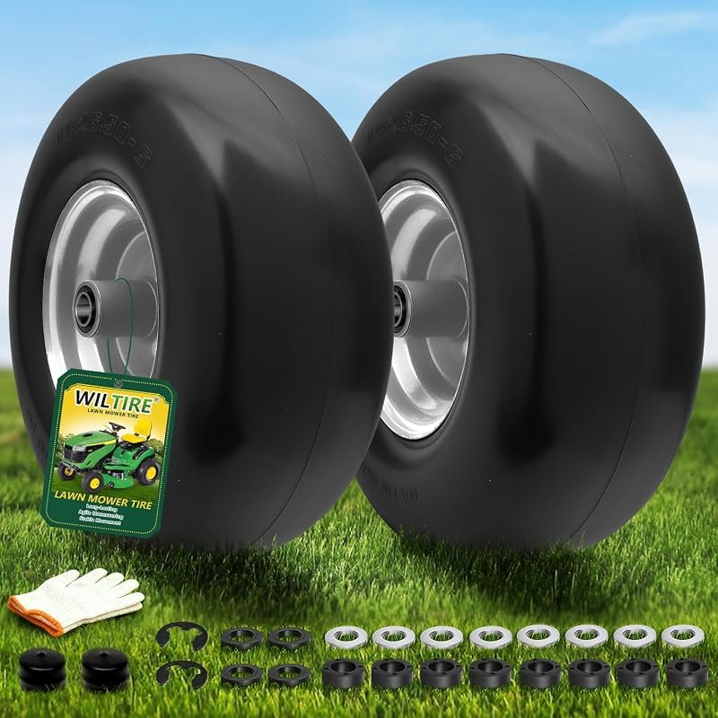 2-Pack 13x6.50-6 Solid Smooth Lawn Mower Front Tires with Universal Be