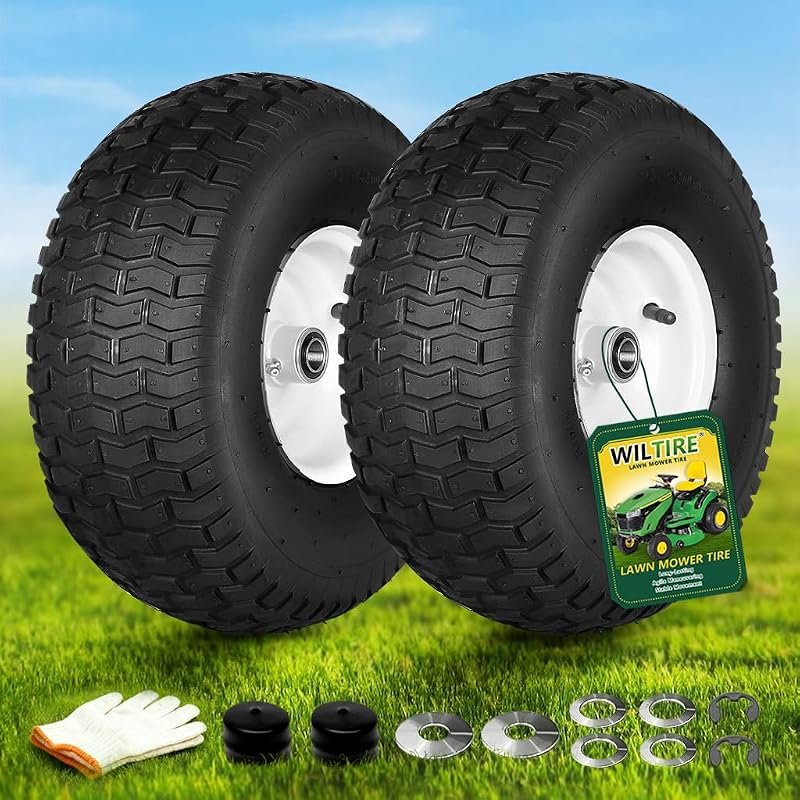 15x6.00-6 Lawn Mower Front Tire and Wheel Assembly 2-Pack with 3/4-Inc