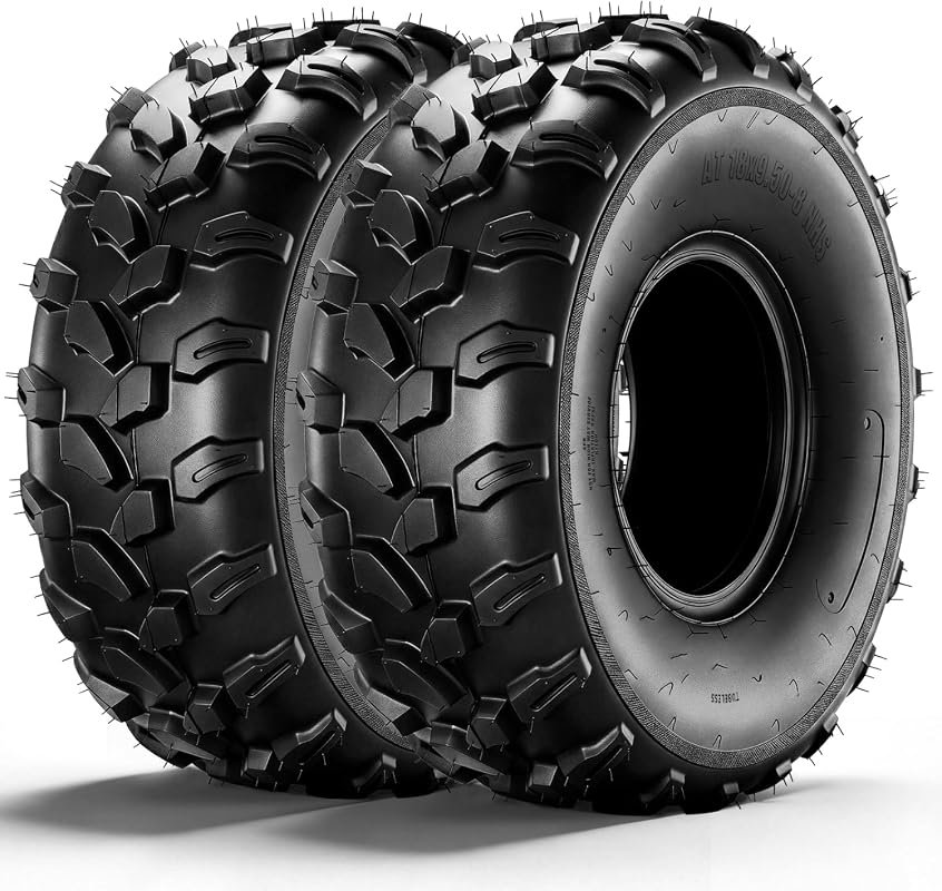 Set of 2 ATV Tires 18x9.5-8, 6 Ply Tubeless Directional Knobby Tread f
