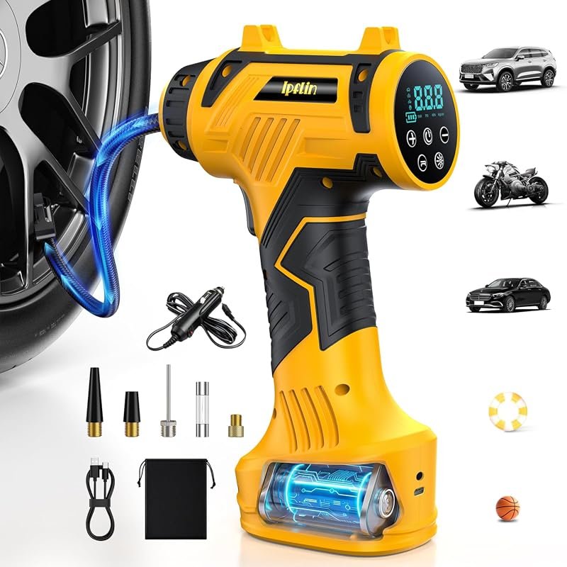 Ipflin 9600mAh Dual Power Cordless Tire Inflator 160PSI Portable Air C